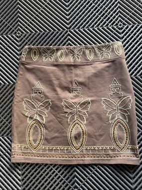 Embellished Brown Women's Mini Skirt